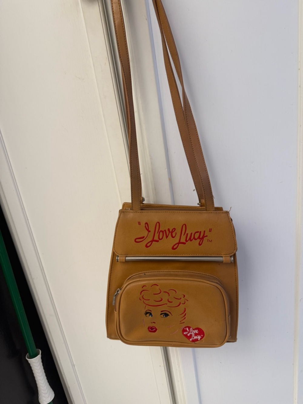 I Love Lucy Tan Shoulder Bag with Retro Graphic